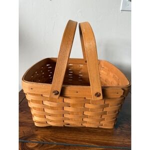 Longaberger 1993 Handwoven Basket Square Double Swing Handles Dresden OH